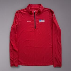 Roka 1/4 Zip Pullover Women's Large Red Lightweight USA Triathlon Sportswear